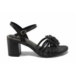 Черни дамски сандали, здрава еко-кожа - ежедневни обувки за лятото N 100025506