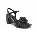 Черни дамски сандали, здрава еко-кожа - ежедневни обувки за лятото N 100025506