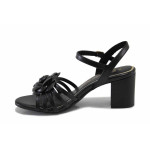 Черни дамски сандали, здрава еко-кожа - ежедневни обувки за лятото N 100025506