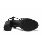 Черни дамски сандали, здрава еко-кожа - ежедневни обувки за лятото N 100025506