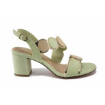 Зелени дамски сандали, качествен еко-велур - ежедневни обувки за лятото N 100025508