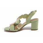 Зелени дамски сандали, качествен еко-велур - ежедневни обувки за лятото N 100025508