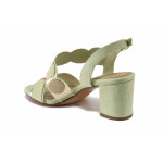 Зелени дамски сандали, качествен еко-велур - ежедневни обувки за лятото N 100025508