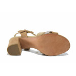 Светлокафяви дамски сандали, качествен еко-велур - всекидневни обувки за лятото N 100025507