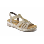 Бежови дамски сандали, здрава еко-кожа - всекидневни обувки за лятото N 100025522