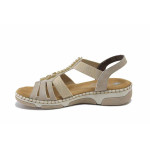 Бежови дамски сандали, здрава еко-кожа - всекидневни обувки за лятото N 100025522