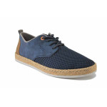 Сини мъжки обувки, еко-кожа и текстилна материя - спортни обувки за пролетта и лятото N 100025546