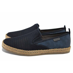 Сини мъжки обувки, естествена кожа и текстилна материя - ежедневни обувки за лятото N 100025548