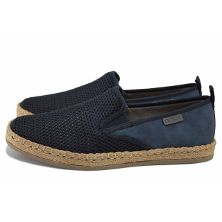 Сини мъжки обувки, естествена кожа и текстилна материя - ежедневни обувки за лятото N 100025548