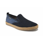 Сини мъжки обувки, естествена кожа и текстилна материя - ежедневни обувки за лятото N 100025548