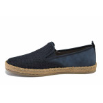 Сини мъжки обувки, естествена кожа и текстилна материя - ежедневни обувки за лятото N 100025548