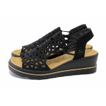 Черни дамски сандали, качествен еко-велур - ежедневни обувки за лятото N 100025564