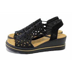 Черни дамски сандали, качествен еко-велур - ежедневни обувки за лятото N 100025564