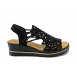 Черни дамски сандали, качествен еко-велур - ежедневни обувки за лятото N 100025564