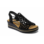 Черни дамски сандали, качествен еко-велур - ежедневни обувки за лятото N 100025564