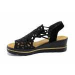 Черни дамски сандали, качествен еко-велур - ежедневни обувки за лятото N 100025564