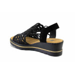 Черни дамски сандали, качествен еко-велур - ежедневни обувки за лятото N 100025564