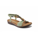 Зелени дамски сандали, здрава еко-кожа - всекидневни обувки за лятото N 100025567