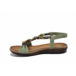 Зелени дамски сандали, здрава еко-кожа - всекидневни обувки за лятото N 100025567