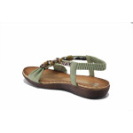 Зелени дамски сандали, здрава еко-кожа - всекидневни обувки за лятото N 100025567