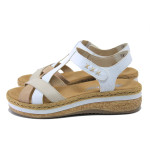 Бели дамски сандали, здрава еко-кожа - ежедневни обувки за лятото N 100025576