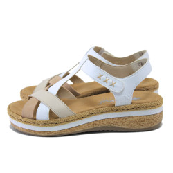 Бели дамски сандали, здрава еко-кожа - ежедневни обувки за лятото N 100025576