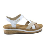 Бели дамски сандали, здрава еко-кожа - ежедневни обувки за лятото N 100025576
