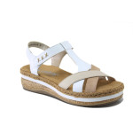 Бели дамски сандали, здрава еко-кожа - ежедневни обувки за лятото N 100025576