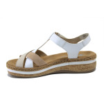 Бели дамски сандали, здрава еко-кожа - ежедневни обувки за лятото N 100025576