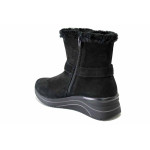 Черни дамски боти, естествен набук - ежедневни обувки за есента и зимата N 100026035