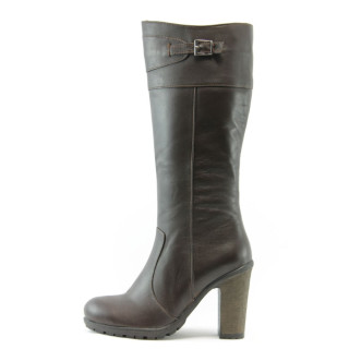 Кафяви дамски ботуши, естествена кожа - елегантни обувки за есента и зимата N 10007531