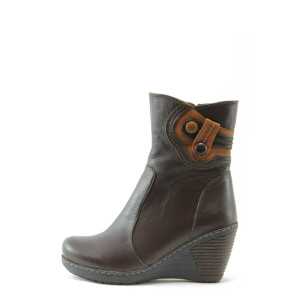 Дамски боти кафяви на платформа МИ 060к.кожаKP