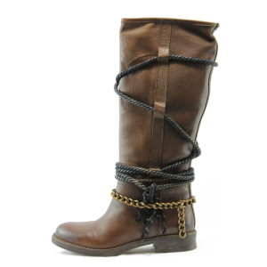 Дамски ботуши кафяви равни АК 1604кKP