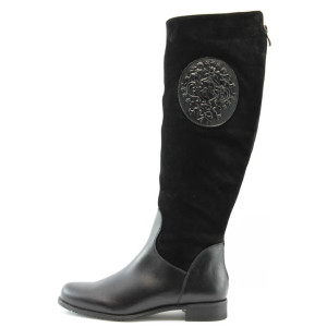 Дамски ботуши естествен велур черни ГО 30320чKP