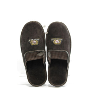 Мъжки чехли домашни кафява кожа Полима 33KP