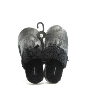 Дамски чехли домашни сиво-черни РС 10-1363черниKP