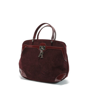Велурена дамска чанта в бордо АИ 031 бордо велурKP