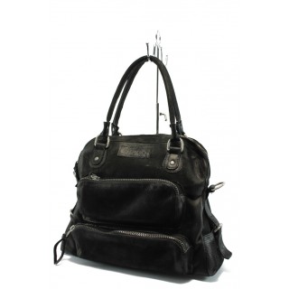 Черна дамска чанта ИО 2 черна с опушен ефектKP