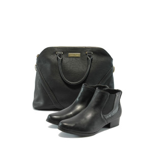 Удобни черни дамски боти и чанта комплект Jana 8-25337-23 и Marco Tozzi 61003 черенKP