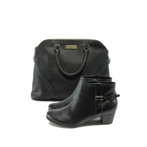 Удобни черни дамски боти и чанта комплект Marco Tozzi 2-25381-23 и Marco Tozzi 61003 черенKP
