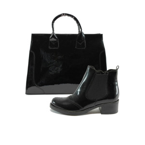 Черни дамски боти и чанта комплект Tamaris 1-25495-33 и АИ 015 черен лакKP