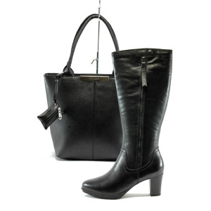 Черни дамски ботуши и чанта комплект Jana 8-25504-23 и АИ 1036 черенKP