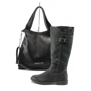 Черни дамски ботуши и чанта комплект S.Oliver 5-26503-23 и СБ 1131 черенKP