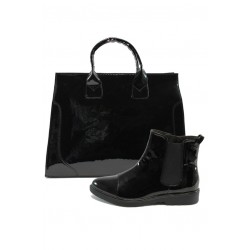 Черни дамски боти и чанта комплект Tamaris 1-25057-33 и АИ 015 черен лакKP