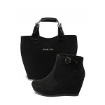Черни дамски боти и чанта комплект S.Oliver 5-25385-23 и СБ 1130 черен велурKP