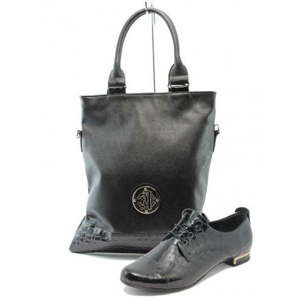 Дамски обувки и чанта комплект черно МИ 102 + СБ 1052KP