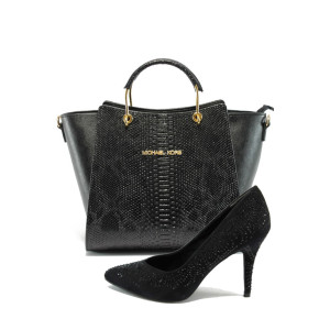 Черни дамски обувки и чанта комплект Marco Tozzi 2-22405-23 и СБ 1143 черна анакондаKP Черни дамски обувки и чанта комплект Marco Tozzi 2-22405-23 и СБ 1143 черна анакондаKP