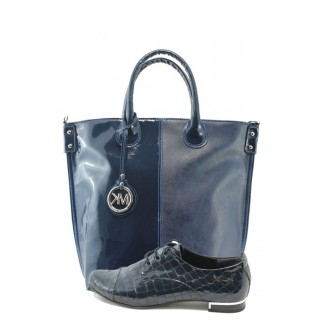 Дамски обувки и чанта комплект синьо МИ 102 + СБ 1129KP