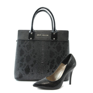 Дамски обувки и чанта комплект черно МИ 423 + СБ 1122KP