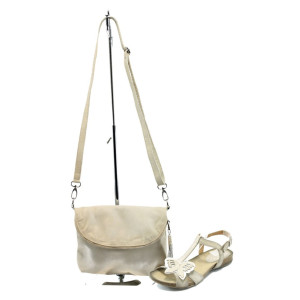 Бежови дамски сандали и чанта комплект ИО 28 + ИО 1392 бежова пеперудаKP